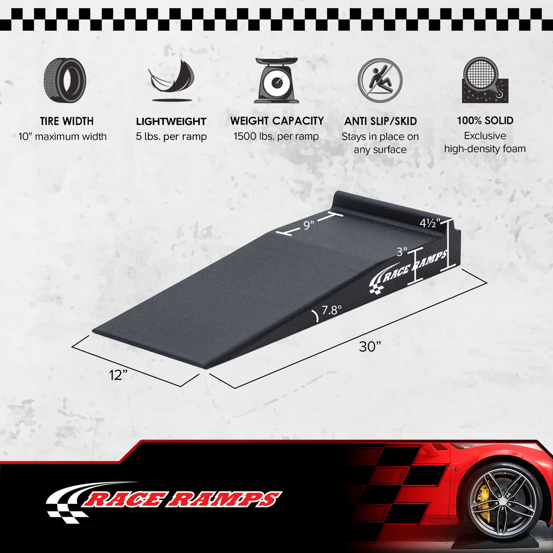 Race Ramps Trax-Jax with 1.5" Stop for Low Profile Vehicles, 3" Lift, Set of 2