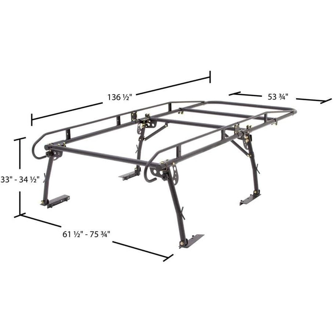 Elevate Outdoor Powder Coated Steel Over Cap Truck Rack, Adjustable to 75" Wide
