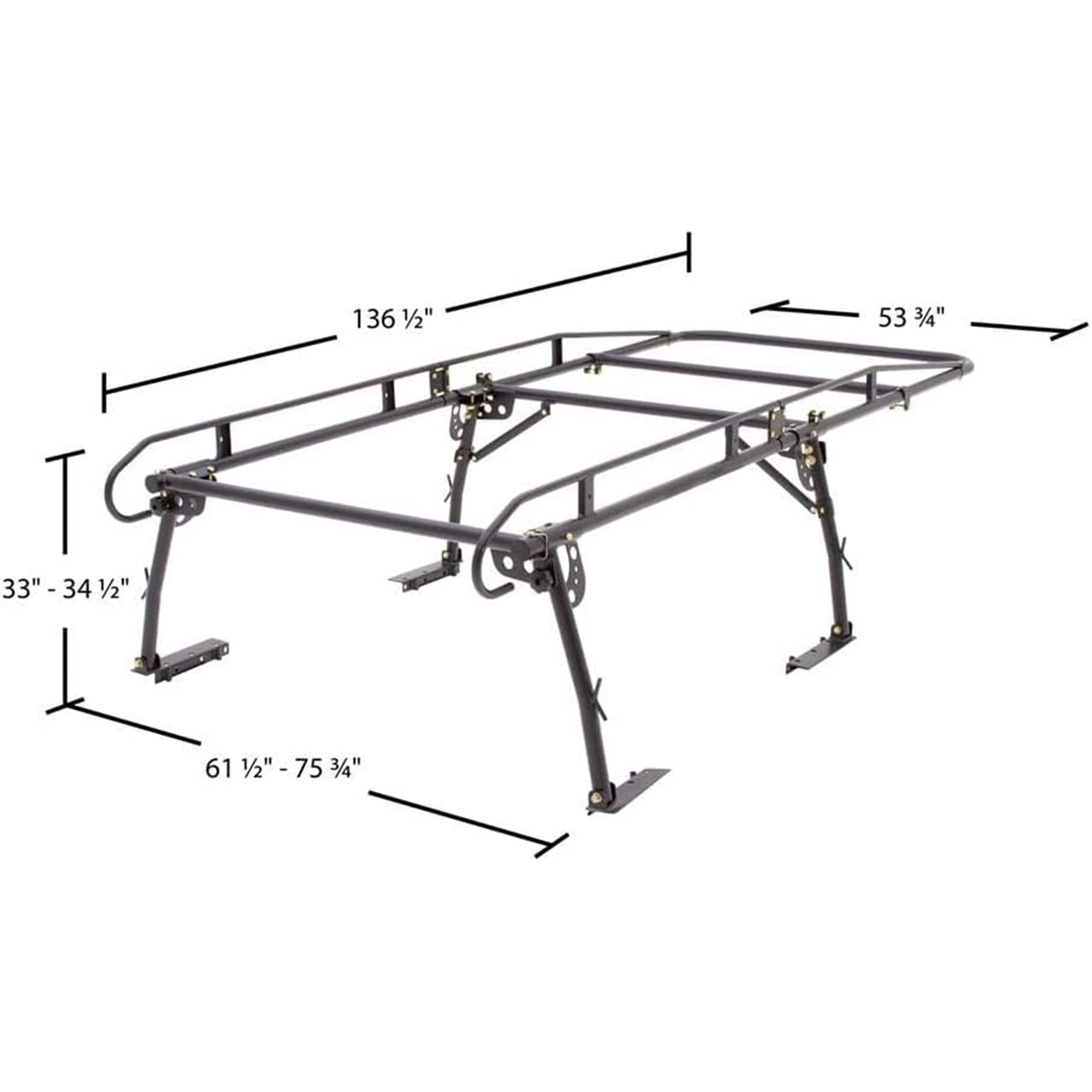 Elevate Outdoor Powder Coated Steel Over Cap Truck Rack, Adjustable to 75" Wide - VMInnovations
