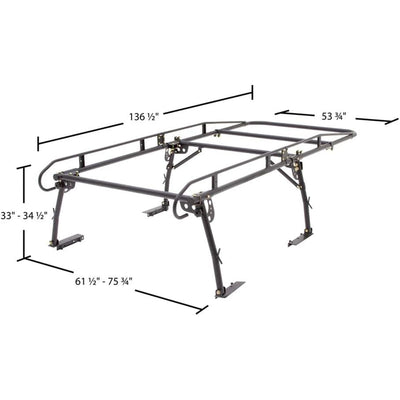 Elevate Outdoor Powder Coated Steel Over Cap Truck Rack, Adjustable to 75" Wide - VMInnovations