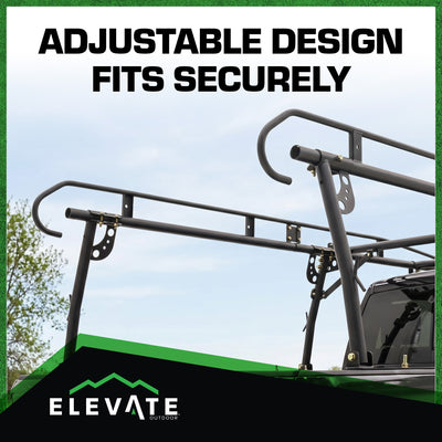 Elevate Outdoor Powder Coated Steel Over Cap Truck Rack, Adjustable to 75" Wide - VMInnovations