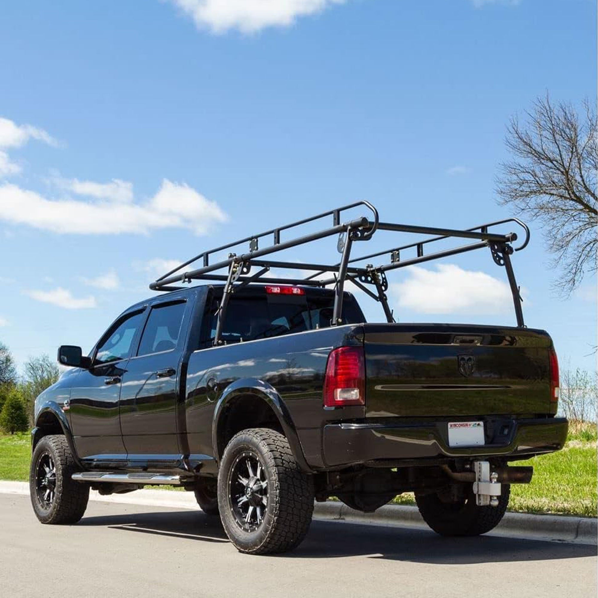 Elevate Outdoor Powder Coated Steel Over Cap Truck Rack, Adjustable to 75" Wide - VMInnovations