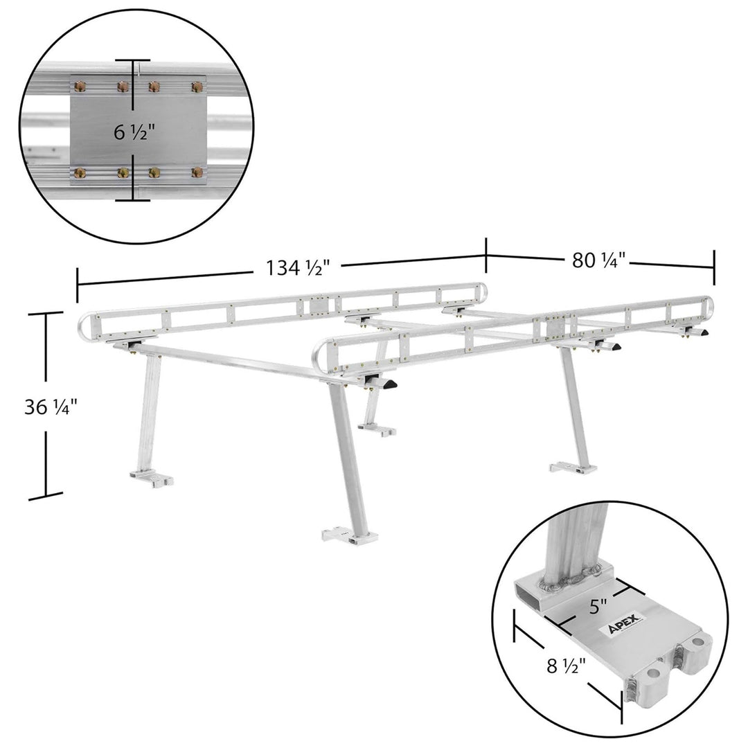 Elevate Outdoor Adjustable Universal Aluminum Pickup Truck Cap Rack for Beds