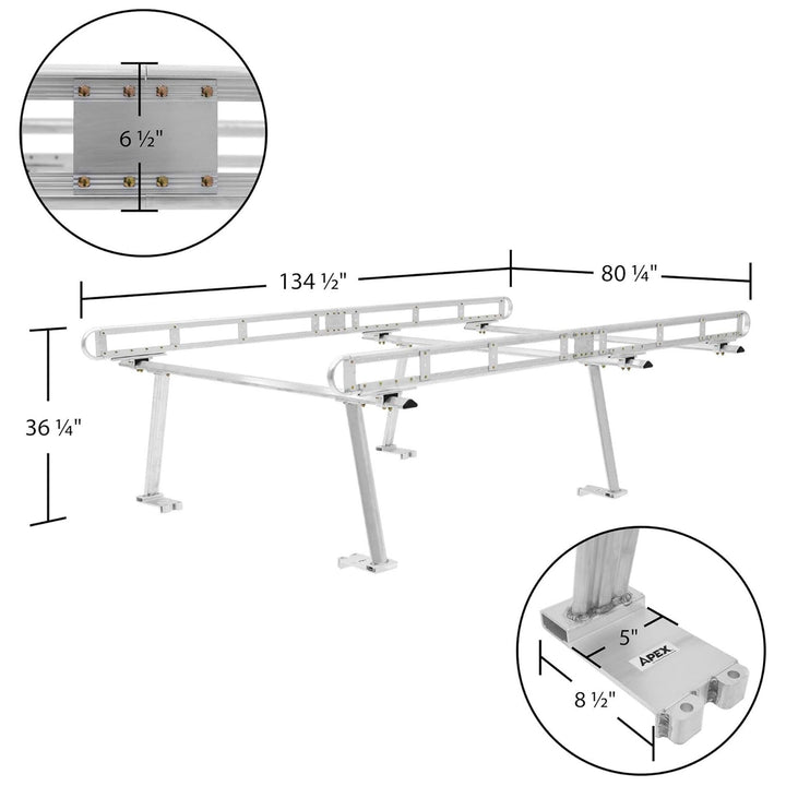 Elevate Outdoor Adjustable Universal Aluminum Pickup Truck Cap Rack for Beds