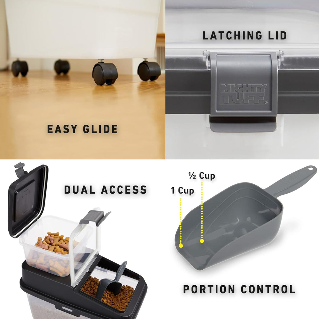 Mighty Tuff 3pc Wheeled Pet Food Storage w/Lid &5 Lbs Treat Container (Open Box)