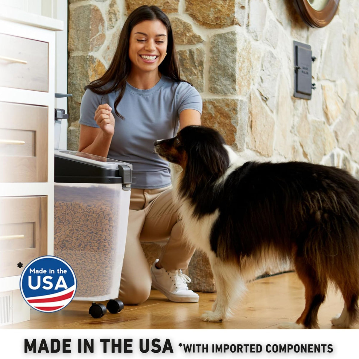 Mighty Tuff 3pc Wheeled Pet Food Storage w/Lid &5 Lbs Treat Container (Open Box) - VMInnovations
