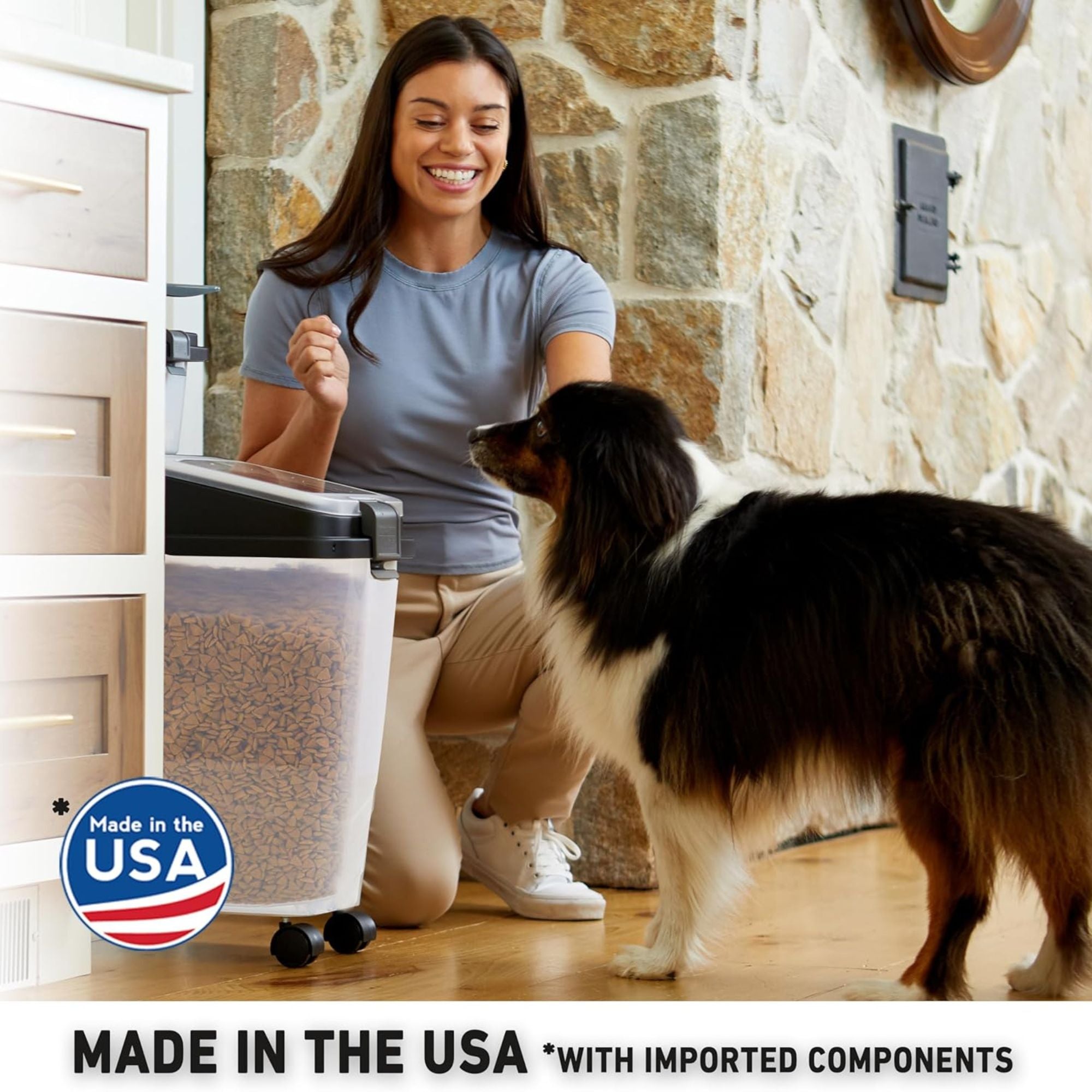 Mighty Tuff 3pc Wheeled Pet Food Storage w/Lid &5 Lbs Treat Container (Open Box)