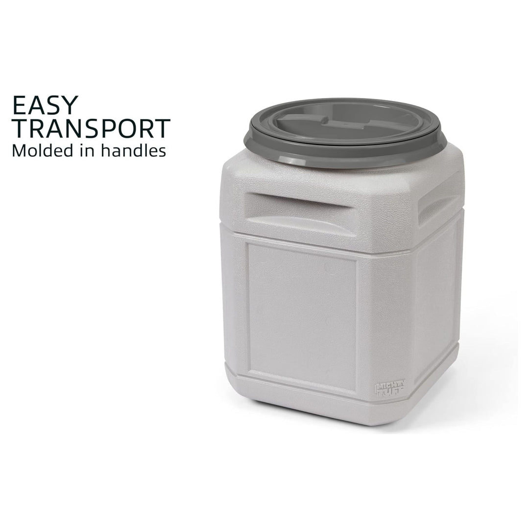 Mighty Tuff Pet Food Storage Container with Airtight Lid and Handles, 10 Gal