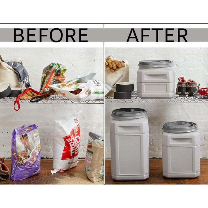 Mighty Tuff Pet Food Storage Container with Airtight Lid and Handles, 10 Gal