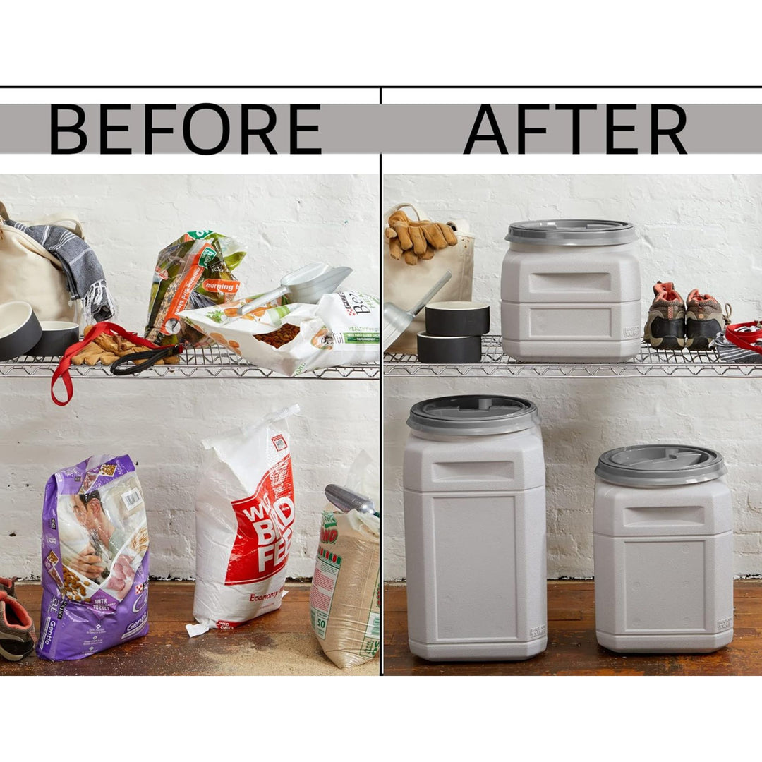 Mighty Tuff Pet Food Storage Container w/Airtight Lid & Handle, 10 Gal(Open Box) - VMInnovations