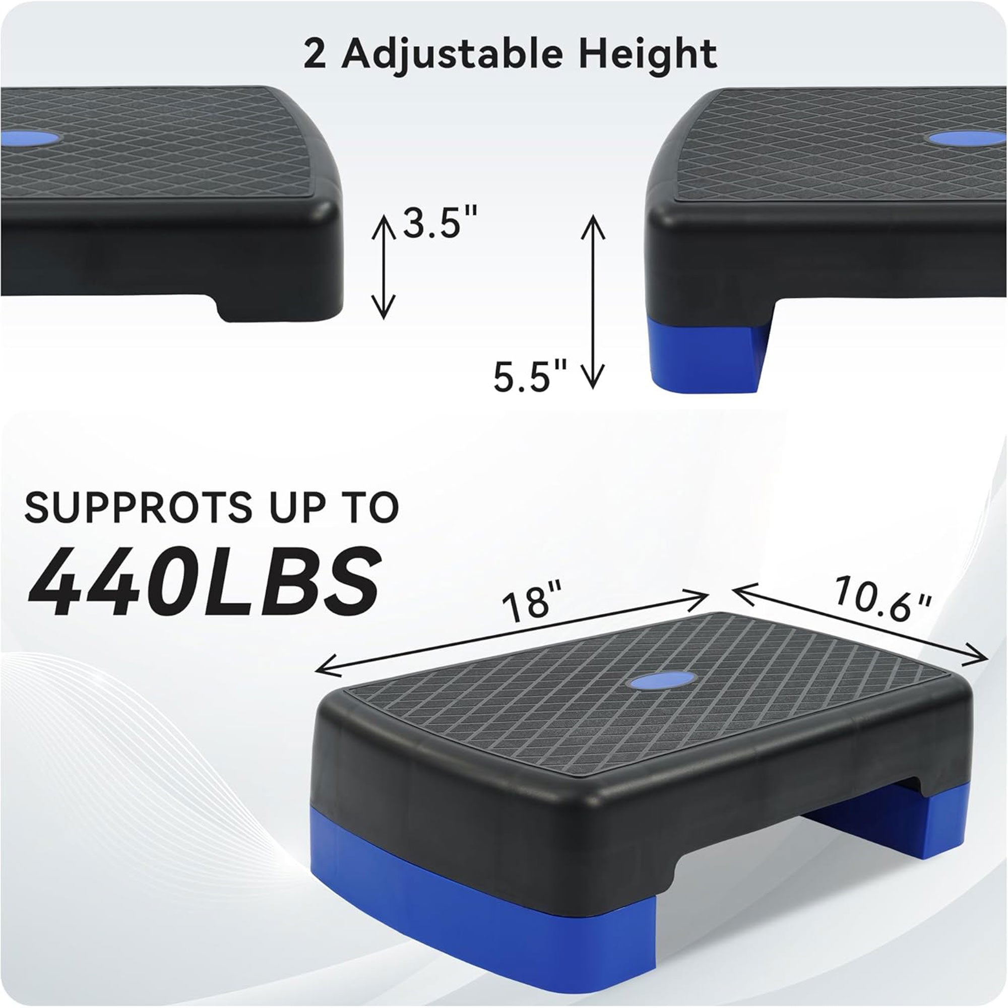 Fitvids 18" Workout Aerobic Stepper Platform with Adjustable Risers (Open Box) - VMInnovations