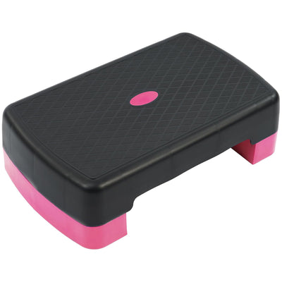 Fitvids 18" Aerobic Stepper Platform w/Adjustable Risers, Black/Pink (Open Box) - VMInnovations
