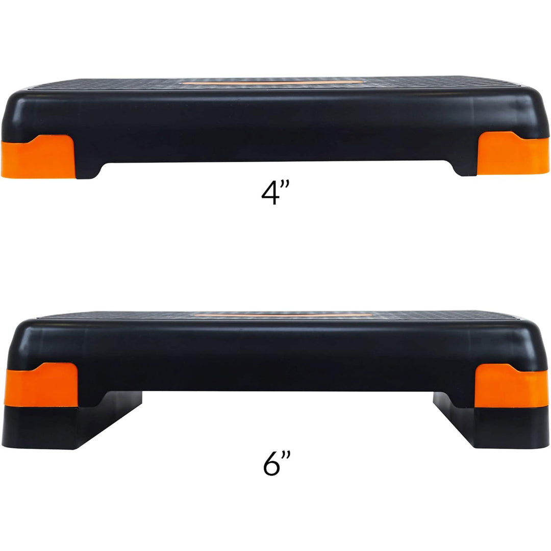 Fitvids Adjustable Aerobic Stepper Platform, Non-Slip Workout, 27", Black/Orange