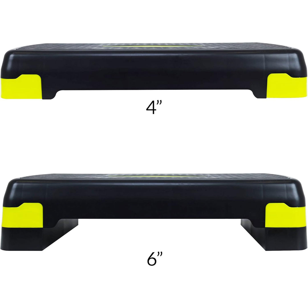 Fitvids Adjustable Aerobic Stepper Platform, Non-Slip Workout, 27", Black/Lemon