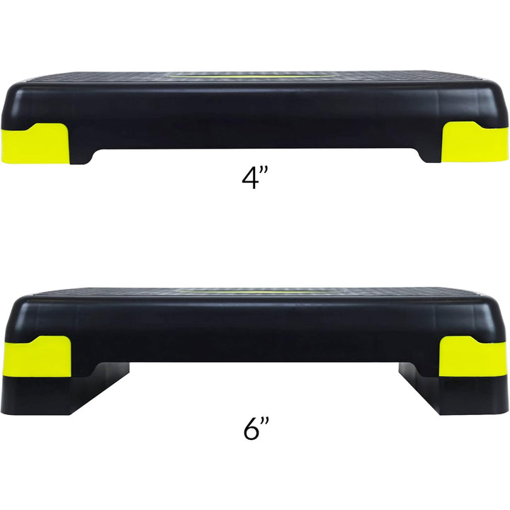 Fitvids Adjustable Aerobic Stepper Platform, Non-Slip Workout, 27", Black/Lemon