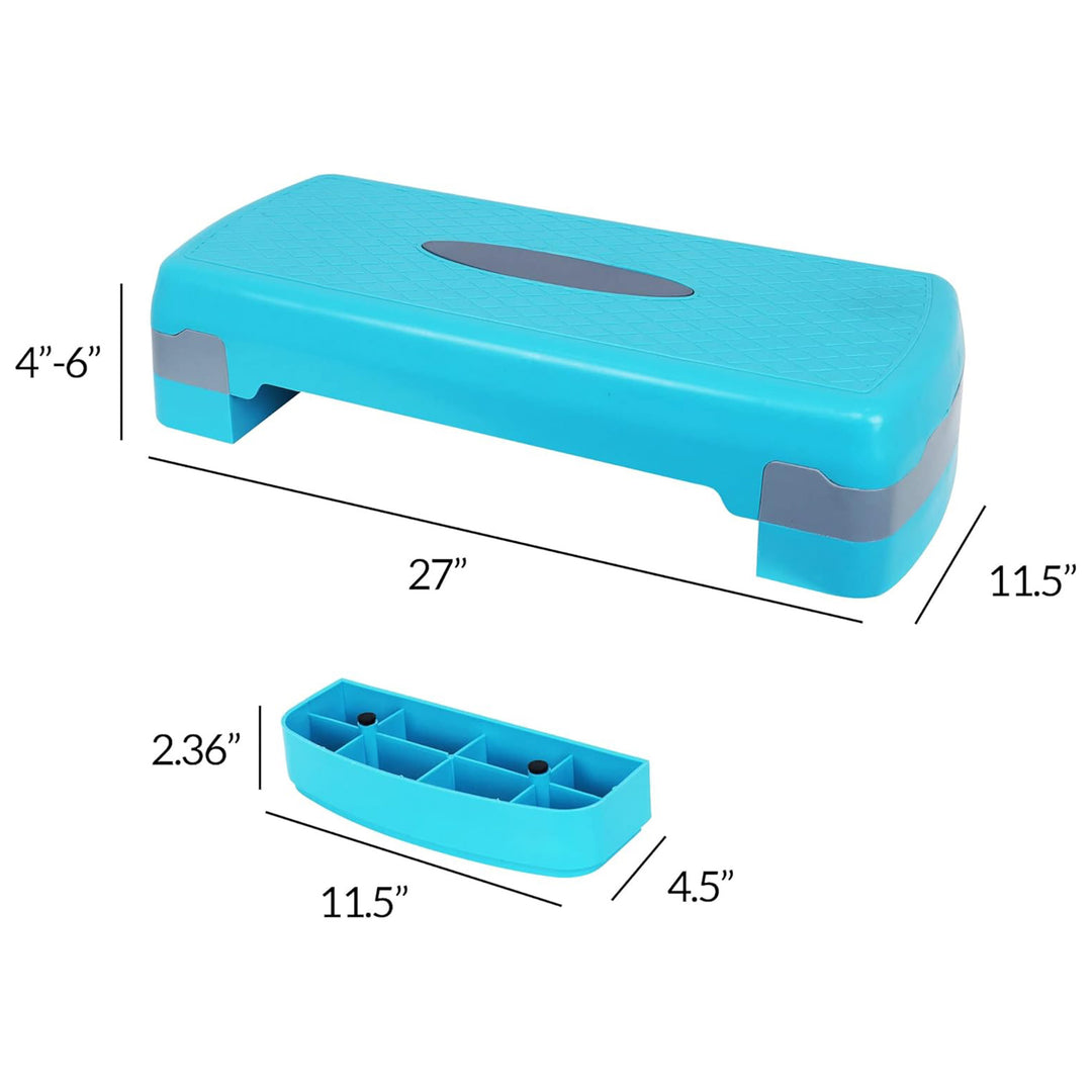 Fitvids Adjustable Aerobic Stepper Platform, Non-Slip Workout, 27", Blue/Gray