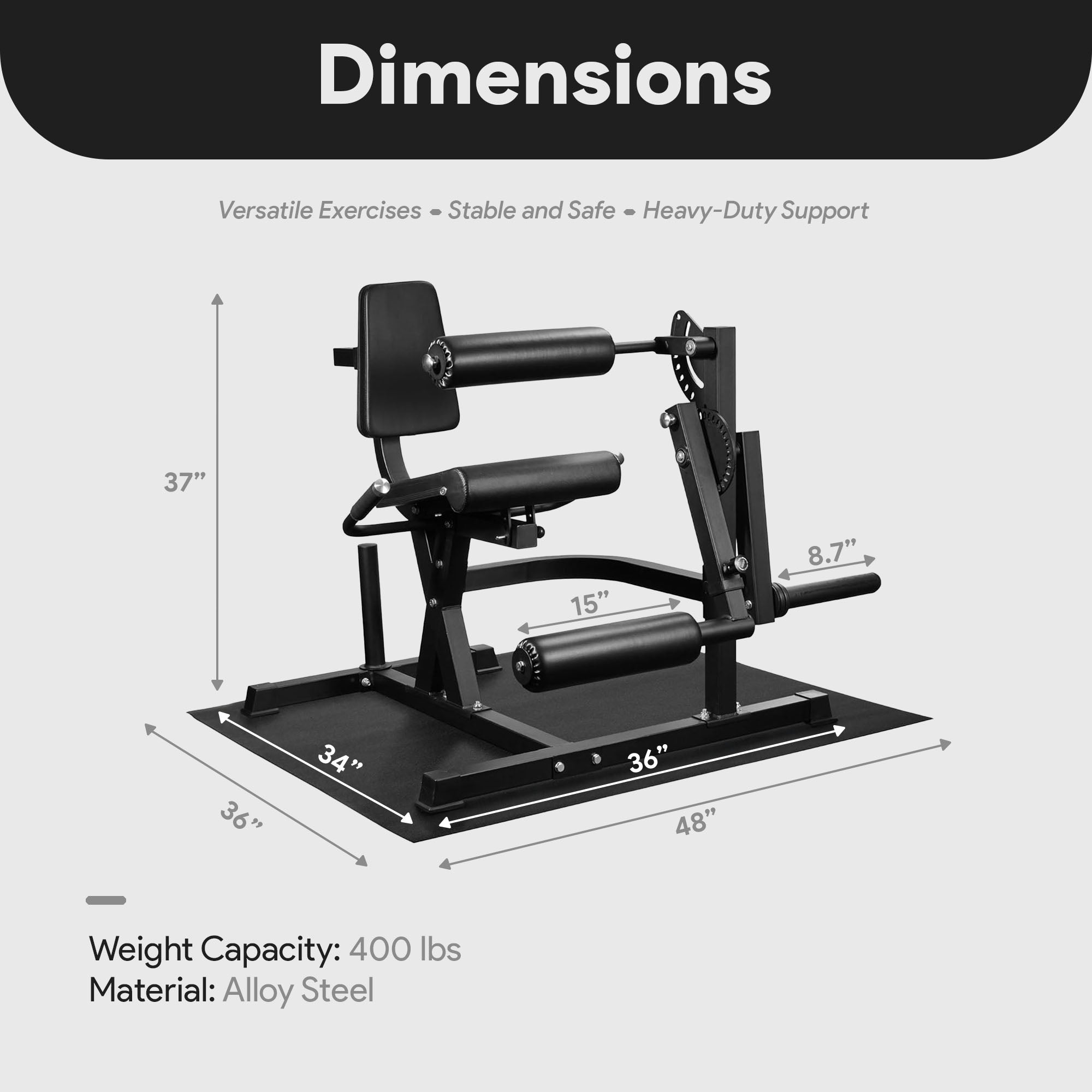 Fitness Leg Extension & Curl Machine, Adjustable Home Gym Equipment (Open Box)