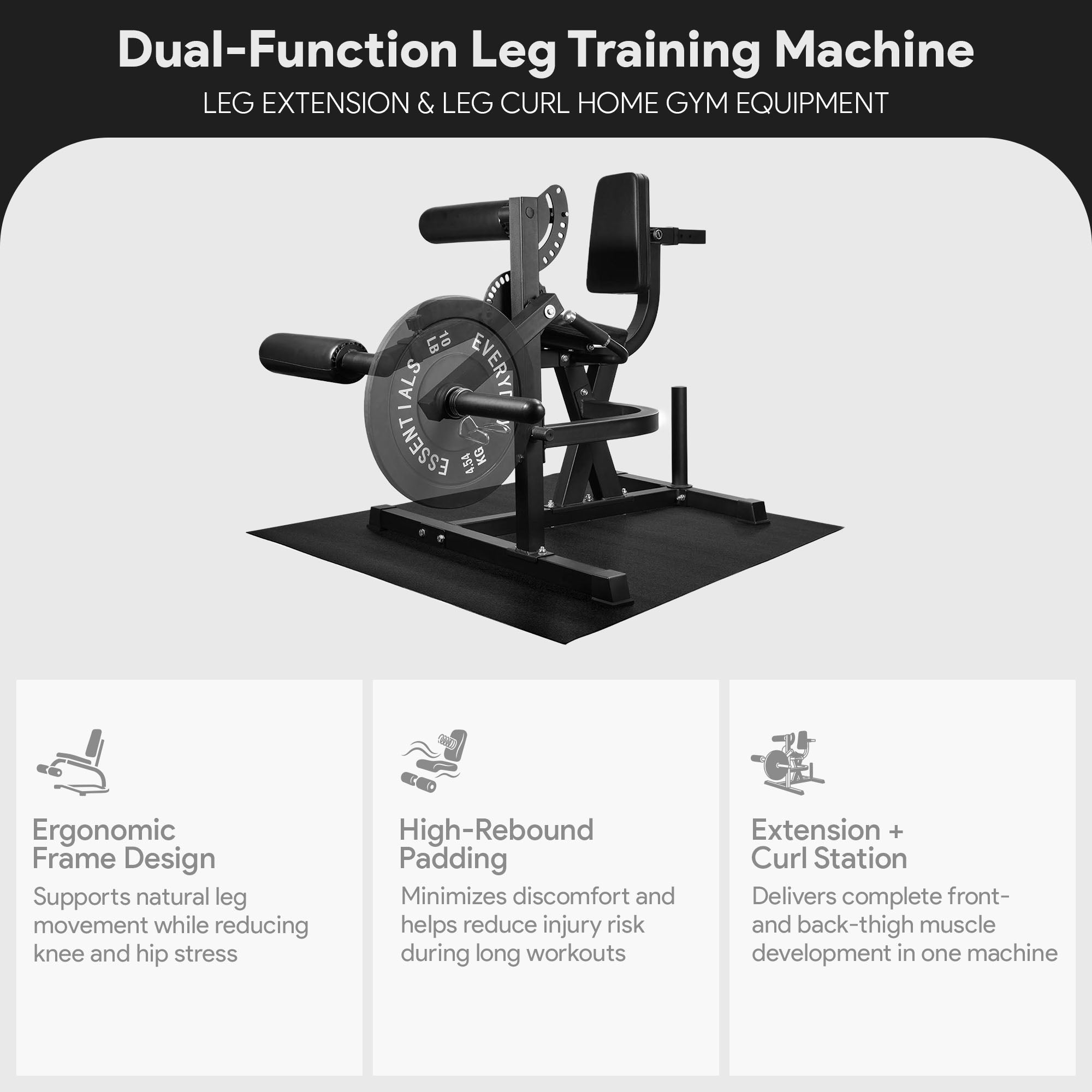 Fitness Leg Extension & Curl Machine, Adjustable Home Gym Equipment (Open Box)