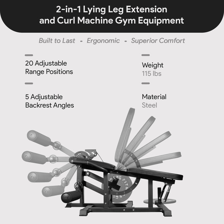 BalanceFrom Fitness 2-in-1 Lying Leg Extension and Curl Machine Gym Equipment