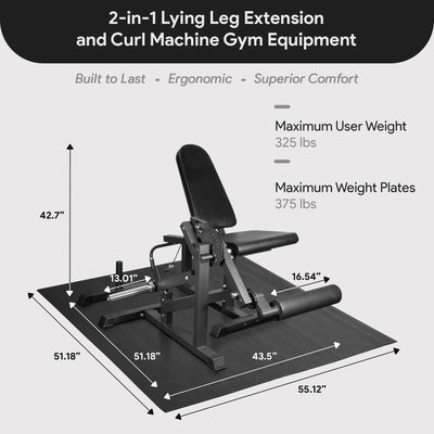 BalanceFrom Fitness 2-in-1 Lying Leg Extension and Curl Gym Equipment (Open Box)