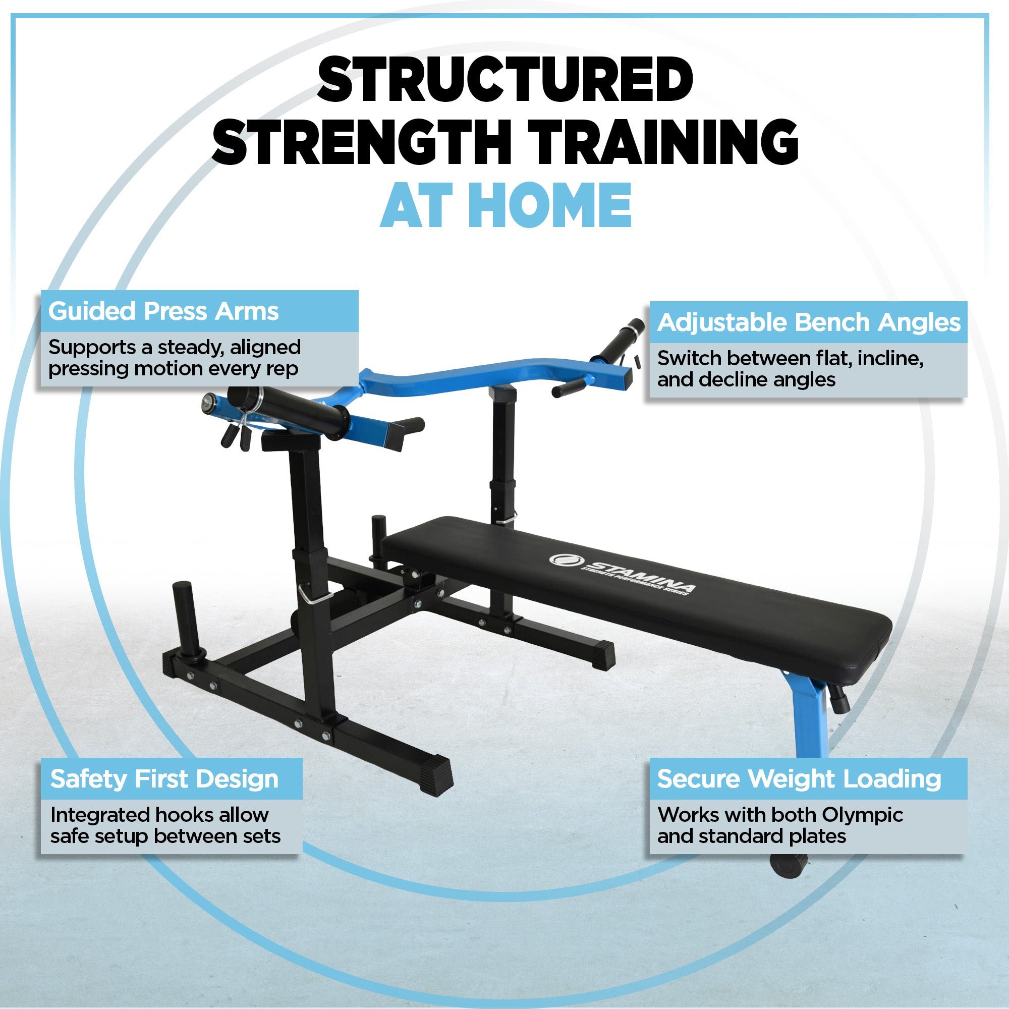 Stamina Bench Press Machine with Adjustable Angle for Home Strength Training - VMInnovations