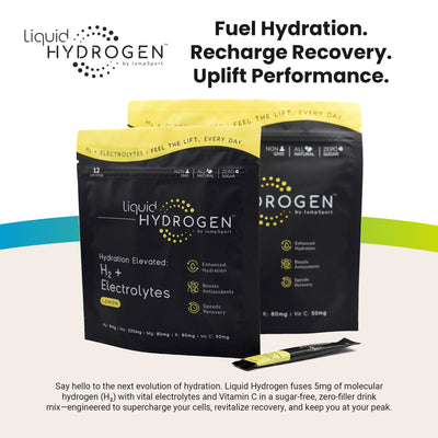 JumpSport 12 Pack Liquid Hydrogen + Electrolyte Zero Sugar Drink Mix, Lemon