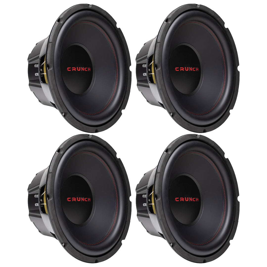 Crunch CRW12D4 12" 800W MAX 4 Ohm Dual Voice Coil Car Subwoofer Speaker, 4 Pack