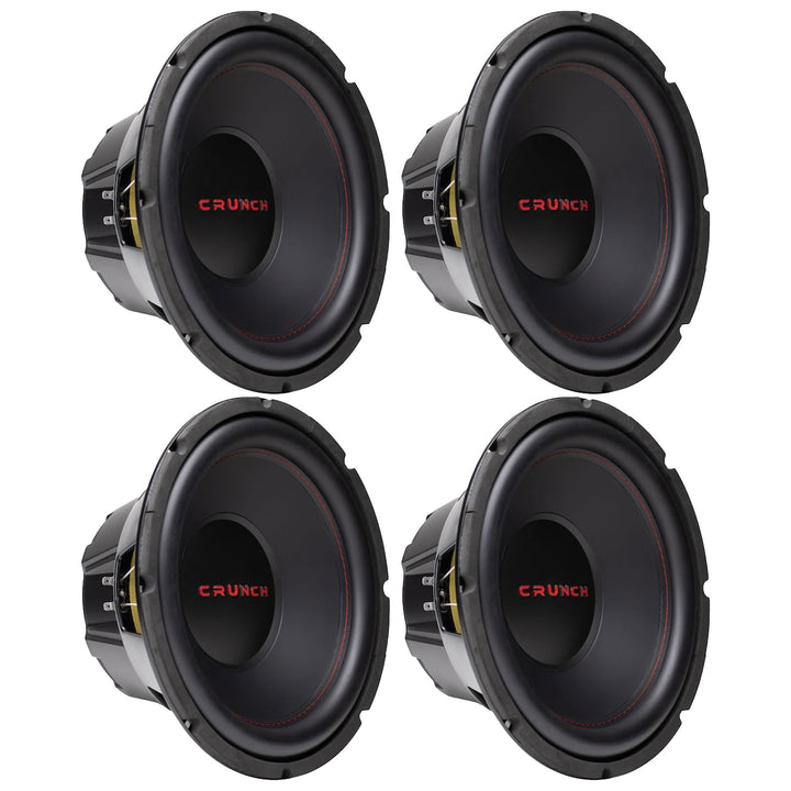 Crunch CRW12D4 12" 800W MAX 4 Ohm Dual Voice Coil Car Subwoofer Speaker, 4 Pack