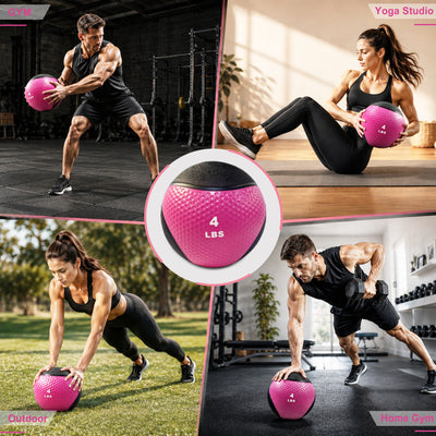 Fitvids 4 lb Dual-Texture Medicine Ball for Core and Strength Training, Pink
