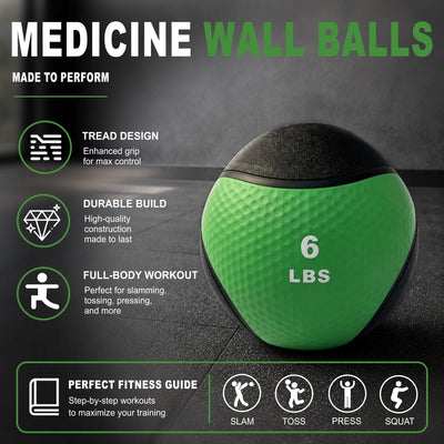 Fitvids 6 lb Dual-Texture Medicine Ball for Core and Strength Training, Green