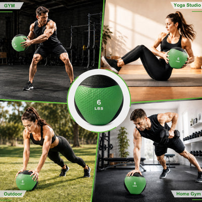 Fitvids 6 lb Dual-Texture Medicine Ball for Core and Strength Training, Green