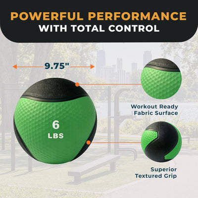 Fitvids 6 lb Dual-Texture Medicine Ball for Core and Strength Training, Green