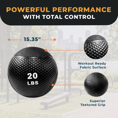 Fitvids 20 lb Dual-Texture Medicine Ball for Core and Strength Training, Black
