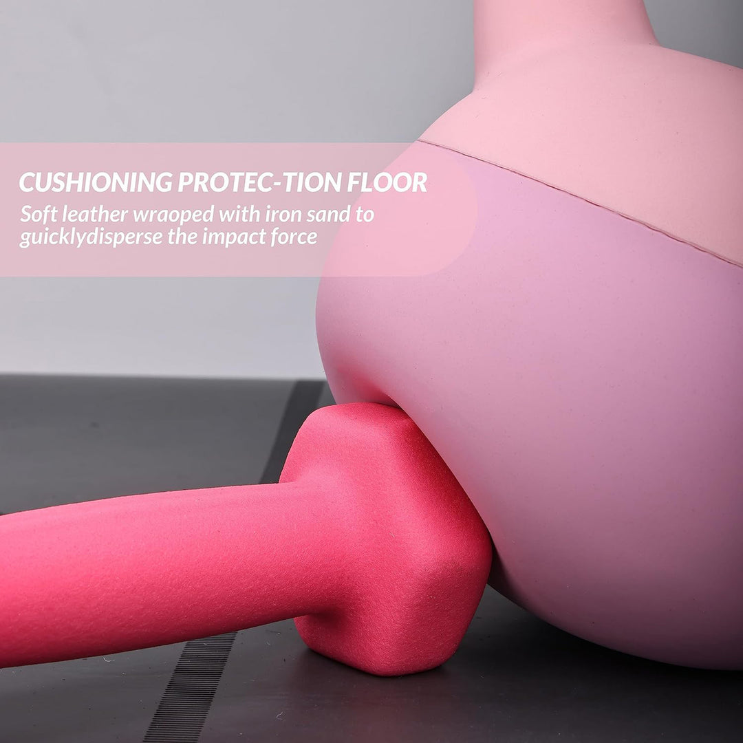 Fitvids Soft Kettlebell Ergonomic Grip, Iron & Sand Filled, 5 Pounds, Light Pink