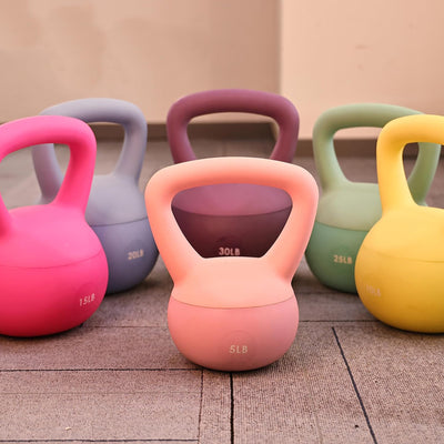 Fitvids Soft Kettlebell Ergonomic Grip, Iron & Sand Filled, 5lb, Pink (Open Box)