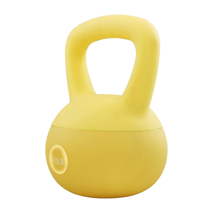 Fitvids Soft Kettlebell Ergonomic Grip, Iron & Sand Filled, 10 Pounds, Yellow