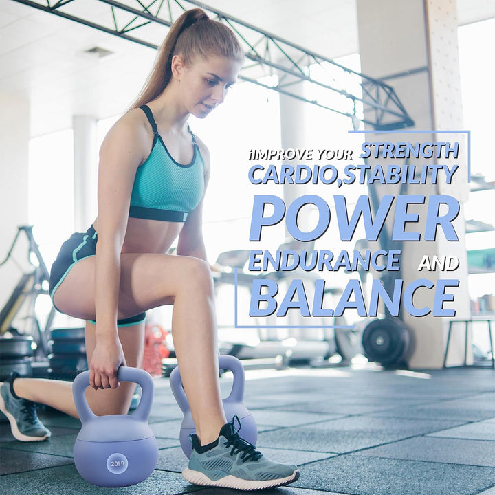 Fitvids Kettlebell Ergonomic Grip, Iron & Sand Filled, 20lb, Blue (Open Box)