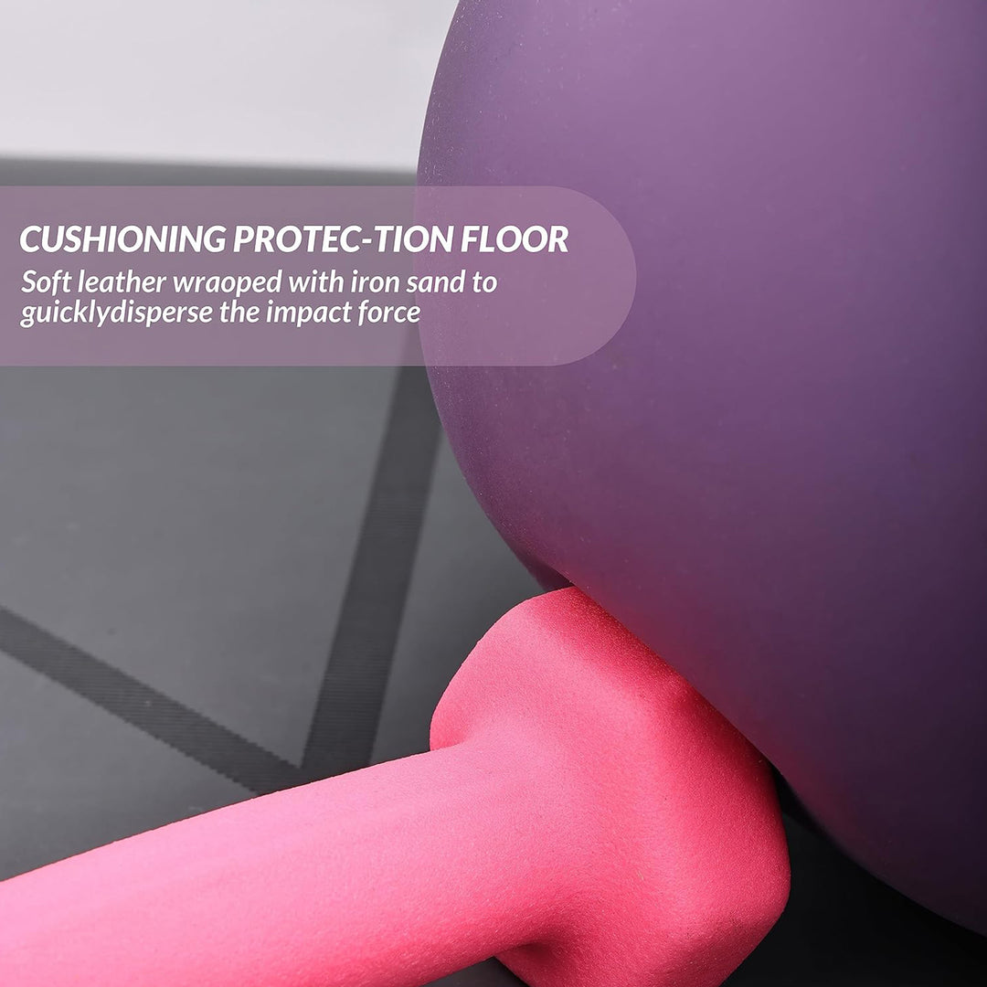 Fitvids Soft Kettlebell Ergonomic Grip, Iron & Sand Filled, 30 Pounds, Purple