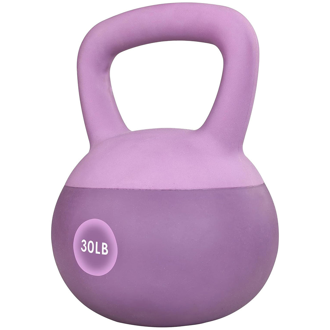 Fitvids Soft Kettlebell Ergonomic Grip, Iron & Sand Filled, 30 Pounds, Purple