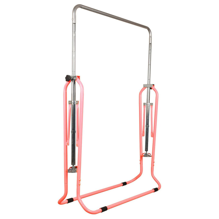 Fitvids Adjustable Kids Gymnastics Bar, Foldable Training Gym Equipment, Pink