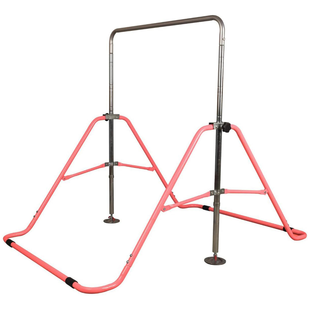 Fitvids Adjustable Kids Gymnastics Bar, Foldable Training Gym Equipment, Pink