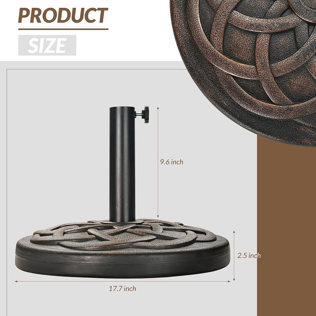 Elevon 35 Pound Round Outdoor Umbrella Base for Garden and Patio, Bronze