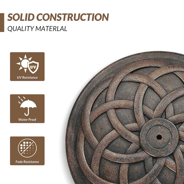 Elevon 35 Pound Round Outdoor Umbrella Base for Garden and Patio, Bronze
