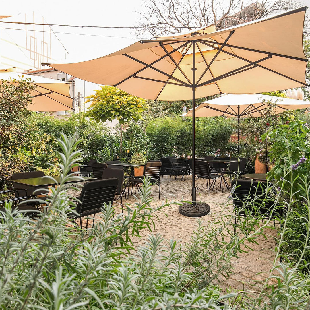 Elevon 35 Pound Round Outdoor Umbrella Base for Garden and Patio, Bronze