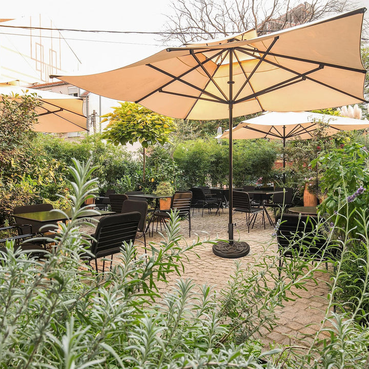 Elevon 35 Pound Round Outdoor Umbrella Base for Garden and Patio, Bronze