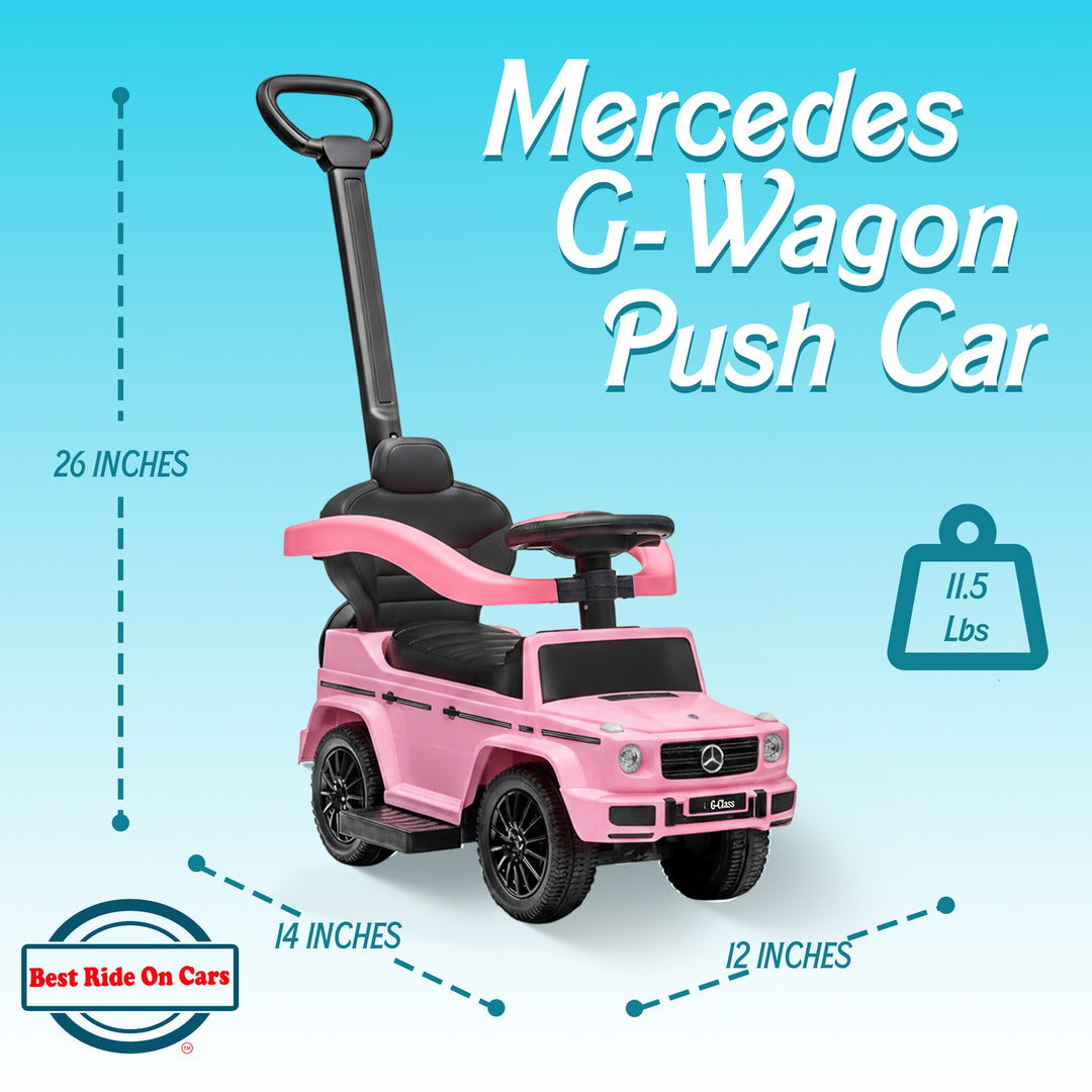 Best Ride On Cars Stroller Mercedes G-Wagon 3 in 1 Push Car, Pink (Open Box)