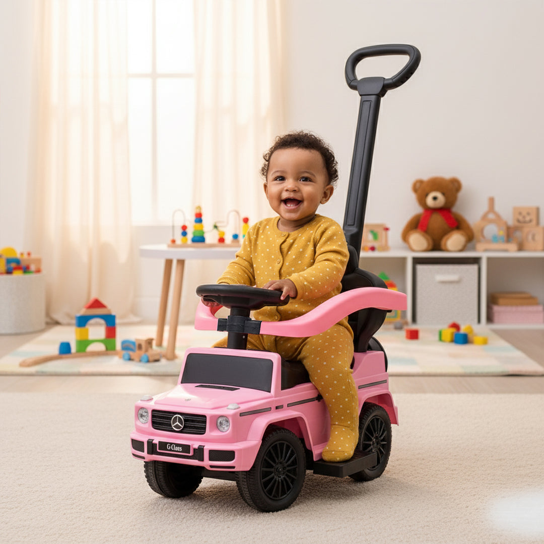 Best Ride On Cars Stroller Mercedes G-Wagon 3 in 1 Push Car, Pink (Open Box)
