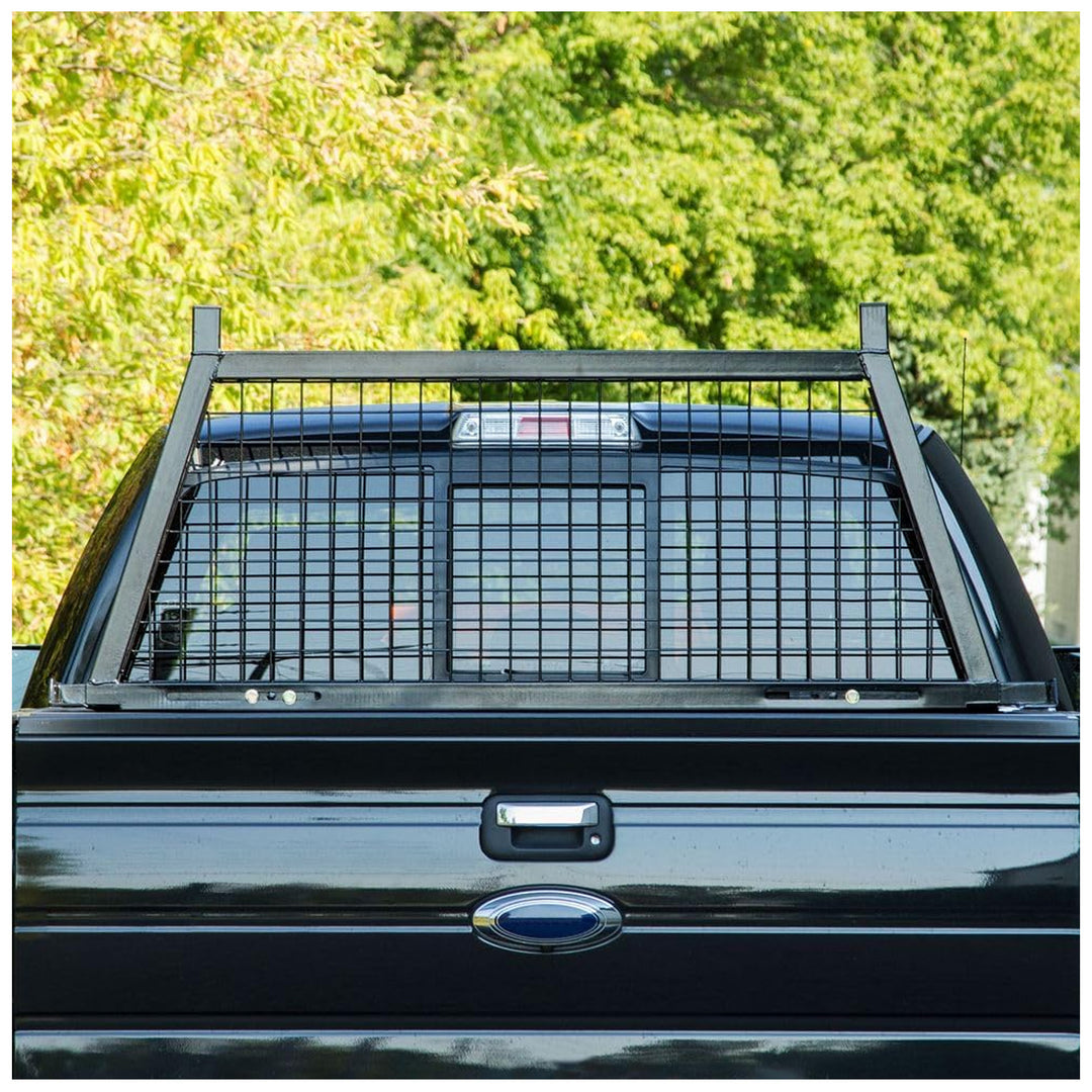 Elevate Outdoor Steel Mesh Adjustable Headache Rack with Wire Screen, Black