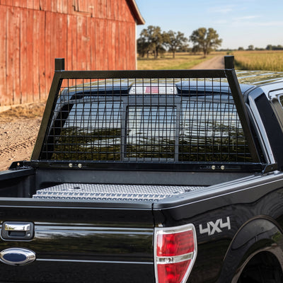 Elevate Outdoor Steel Mesh Adjustable Headache Rack with Wire Screen, Black