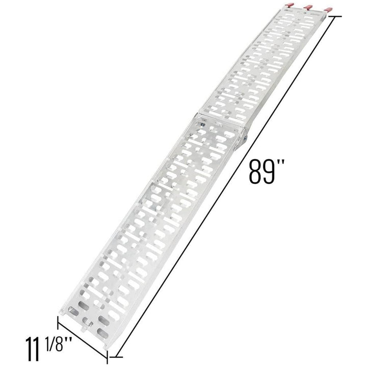 Black Widow Aluminum Folding Motorcycle Ramp Arched Plate, Dual Runner, Silver